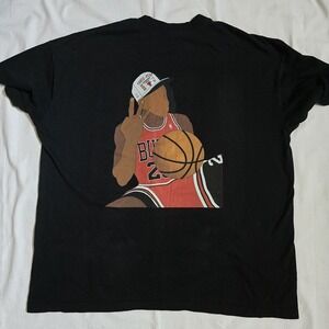LA Apparel Graphic T-Shirt Men Sz 2XL Jordan Chicago Bulls Black Cotton USA Y2k